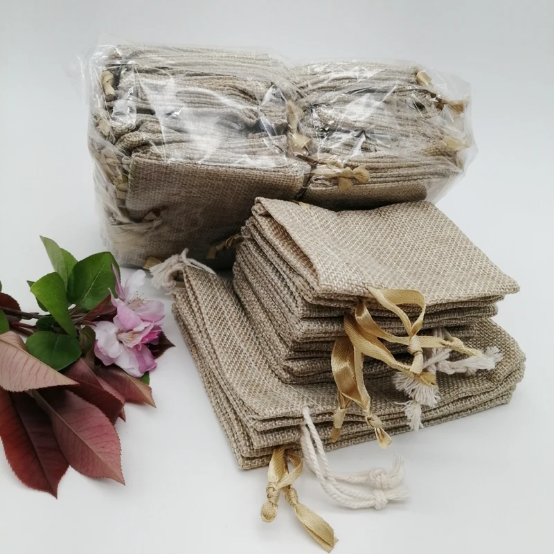 38pcs Mini DIY Jute Burlap Sachet Bags Kit with Drawstring Pouches Gift Packaging for Wedding Birthday Party Favor Decorations
