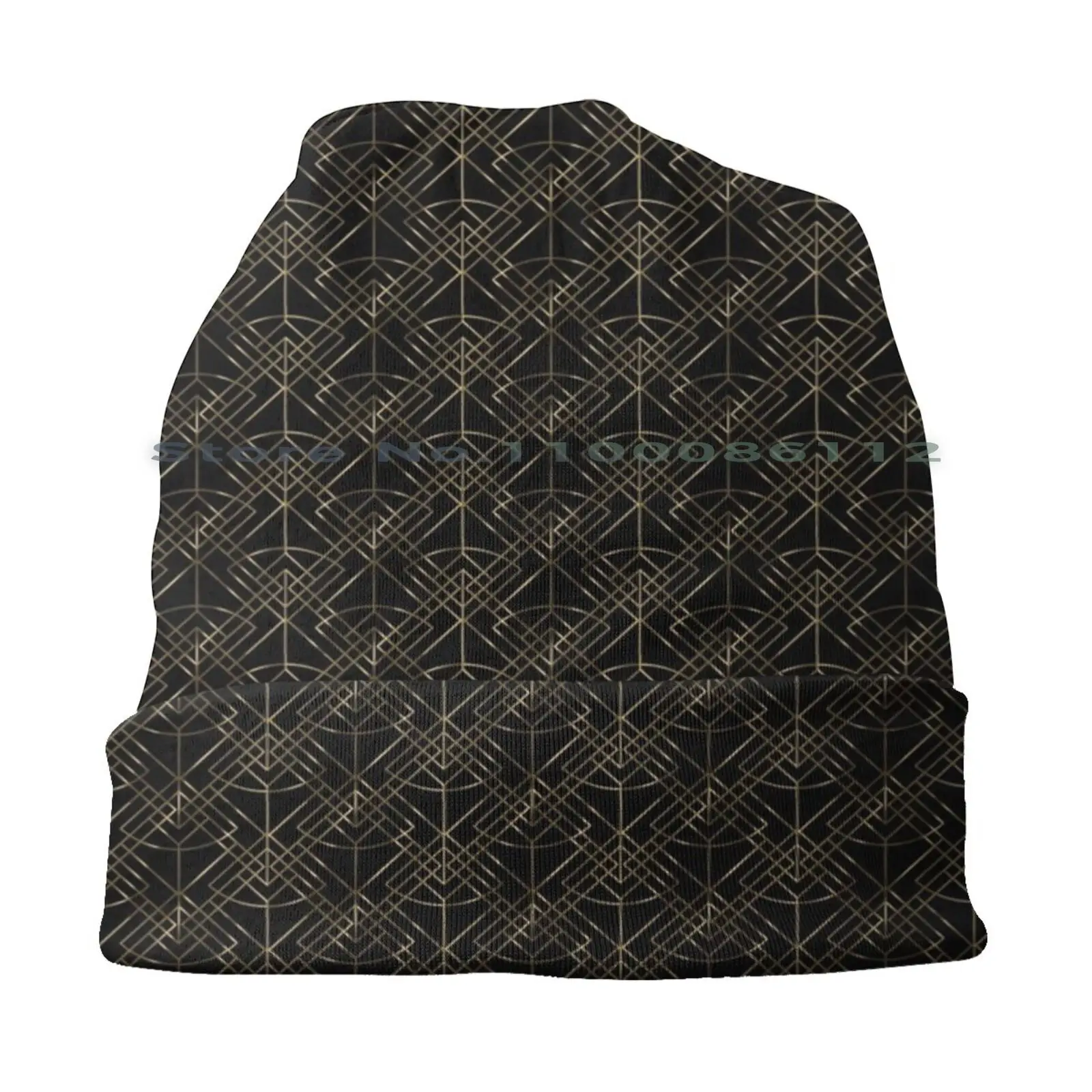 Art Deco Pattern-Gold Effect / Black Bucket Hat Sun Cap Art Gold Jazz Age Jazz Lounge Prohibition Gatsby Foldable Outdoor