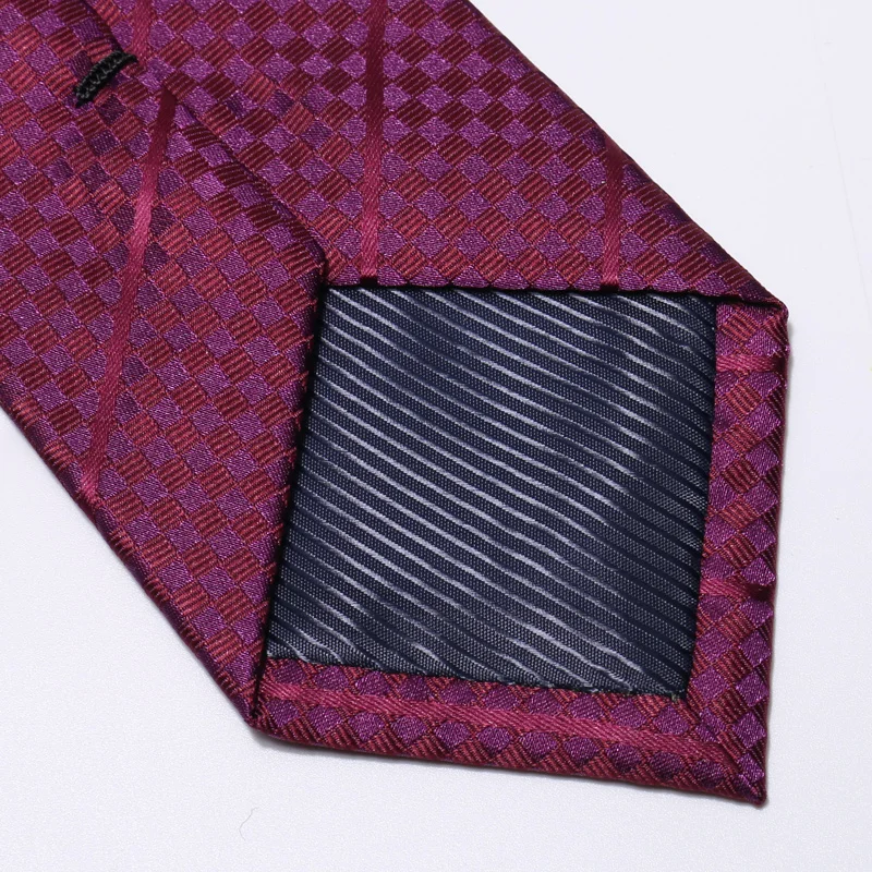 2024 Brand New Fashion di alta qualità da uomo 7CM Plaid scuro vino rosso cravatta da sposa abito formale cravatta da festa per regalo maschile