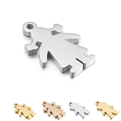3Pcs/Lot Boy and Girl Pendant Jewelry Making Necklaces DIY Bracelet Family Children Stainless Steel