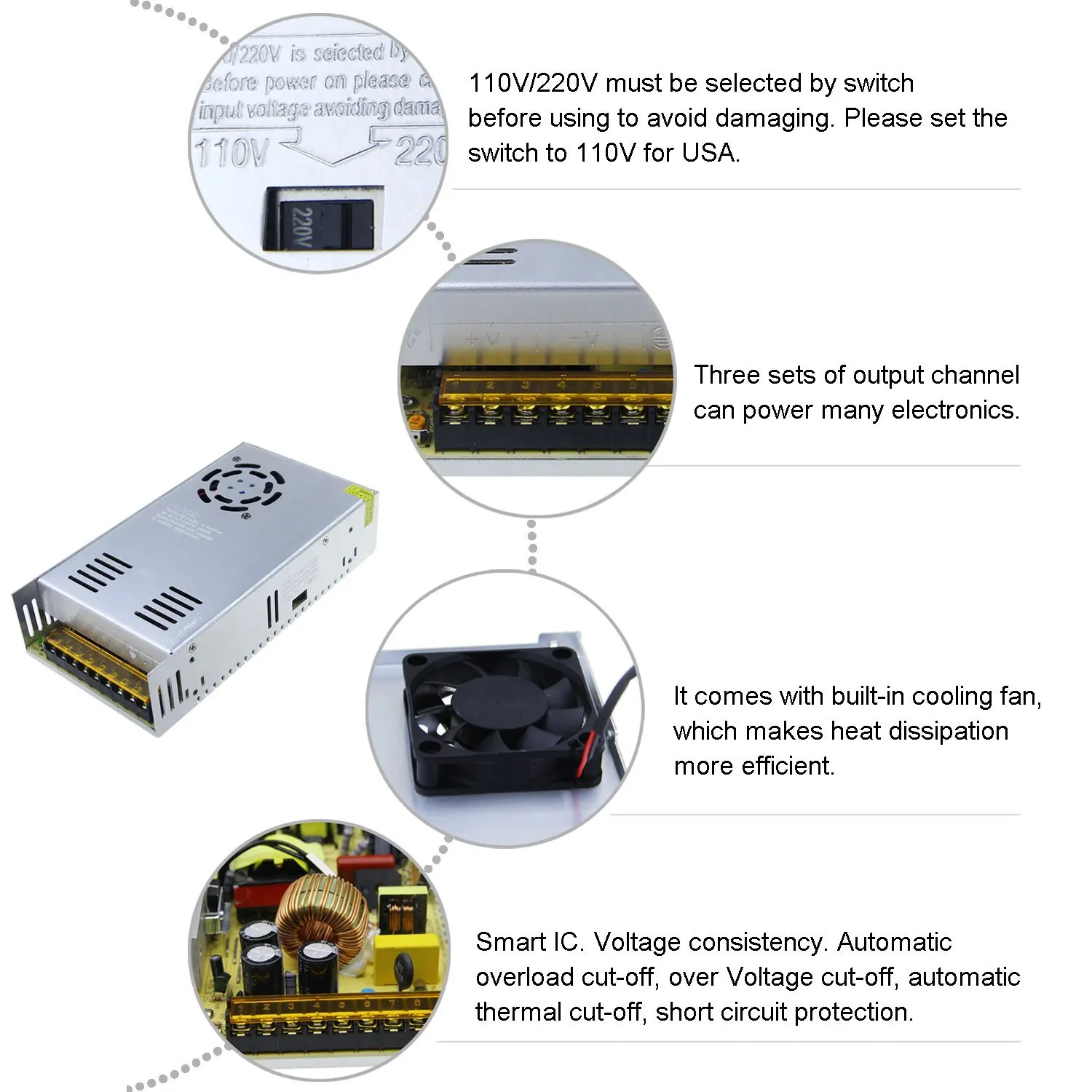 Trasformatore di luce di alimentazione a commutazione AC 110V 220V DC 5V 12V 24V 36V 48V 60W adattatore di alimentazione per striscia Led CCTV