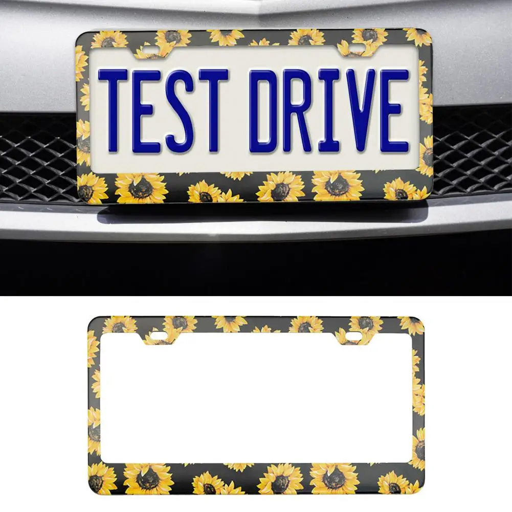 American Suower Aluminum Car License Plate Frame Universal Size Easy To Install Frame Halloween Camouflage License Bracket