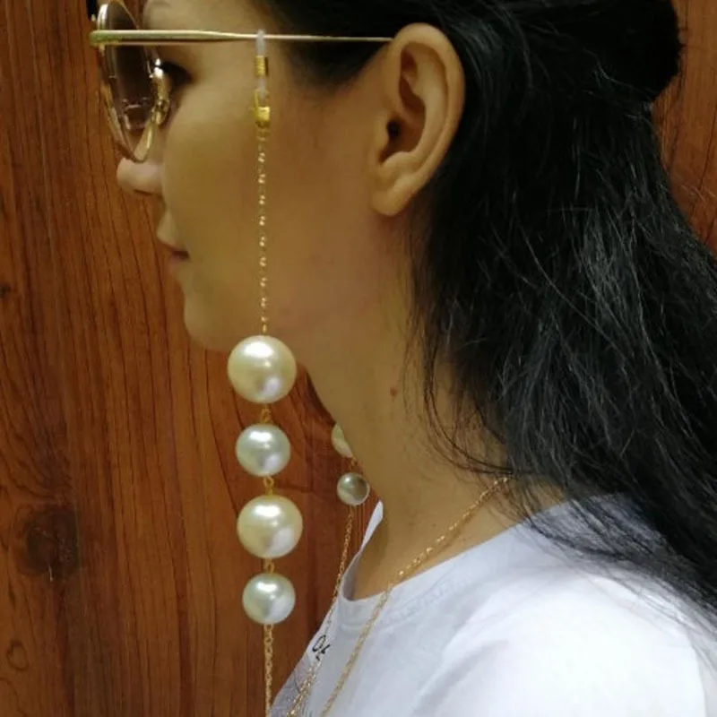 2021 Face Cover Mask Chain Large Pearl Acrylic Lanyard Glasses Lanyard Necklace for Women Long Chain Strap Holder