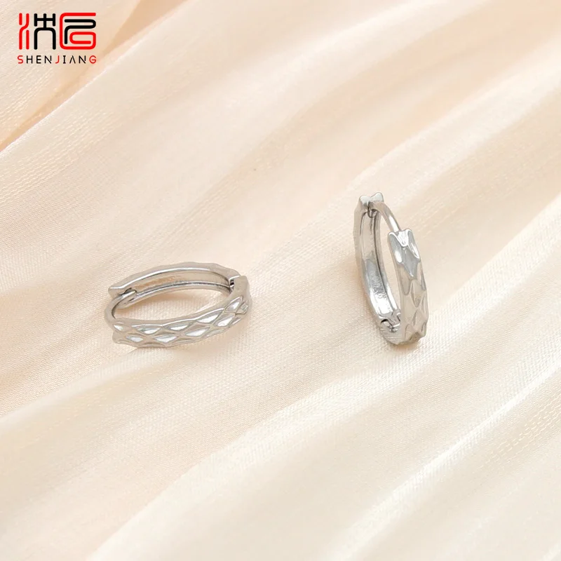 SHENJIANG New Fashion 585 Rose Gold Color Copper Metal Hoop Earrings For Women Girl Wedding Party Elegant Jewelry