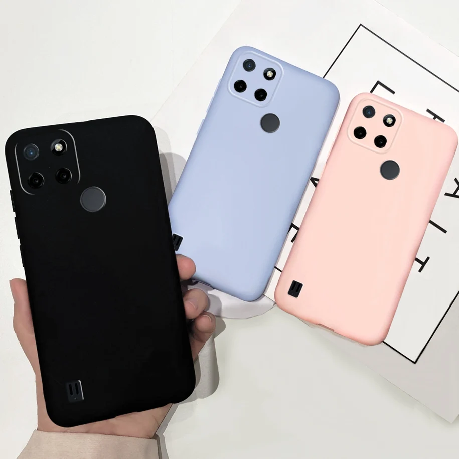 キャンディーカラーケース Realme C21 RMX3201 黄黒ソフトカバー Oppo Realme C21 C21Y C 21 Coque RealmeC21 Y グローバル電話バッグ