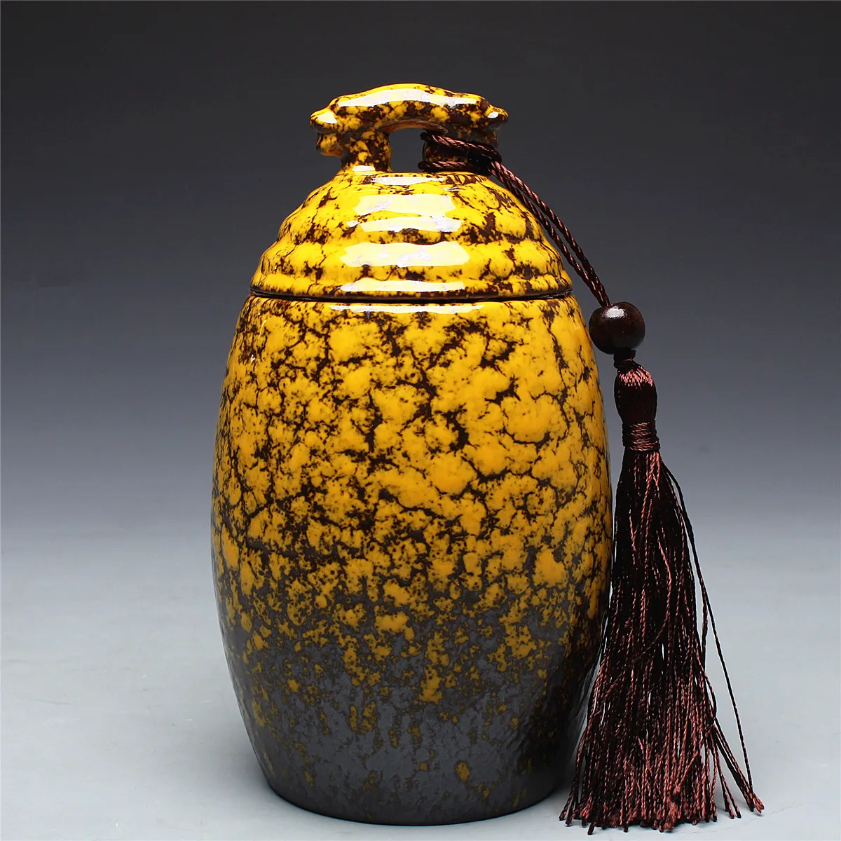 Double Leopard Head Ceramic Tea Jar Caddy Sealed Food Storage Can for Puer Oolong Tea Pot Leopard Design Kitchen Storageware