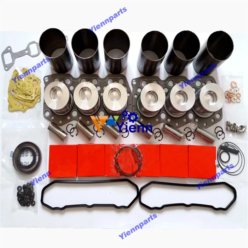 For Mitsubishi S6F Piston Piston Ring Cylinder Liner Full Gasket Set For Mitsubishi Forklifts Excavator S6F Diesel Engine Parts