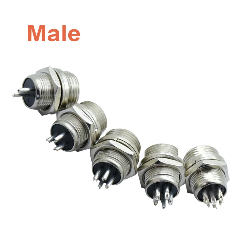 100pcs/lot GX12 Aviation Plug Socket Male /  Female 2 3 4 5 6 Pin 12mm Circular Aviation Socket Jack Wire Connector