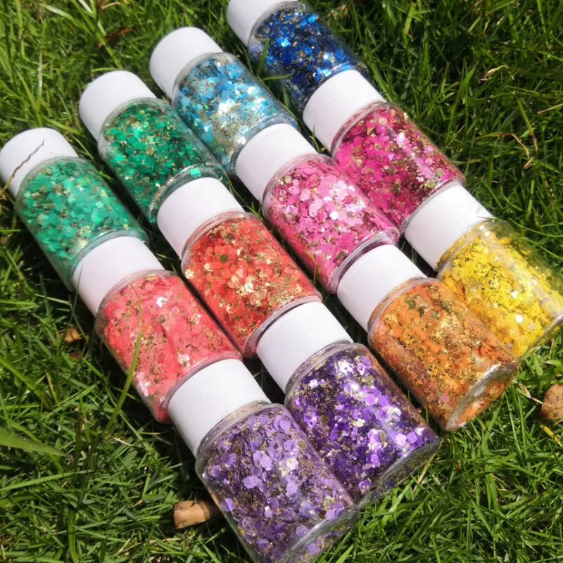 10ml/jar 3D Mermaid Nail Glitter Holographic Sequins Flakes Gel Polish Glitters Shiny Paillette Sticker Nail Art Decorations