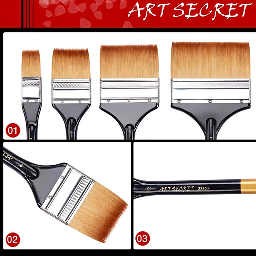 Imagem -03 - Artsecret 3280f Multi-função Aquarela Acrílico Arte Pintura Escova Coreia Importação Cabelo Sintético Bronze Virola Punho de Madeira