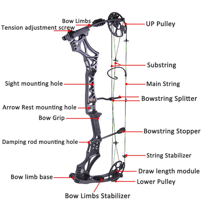 Imagem -05 - Conjunto de Bow Composto para Tiro com Arco ao ar Livre 3070lbs Pulley Bow Sight Hunting Acessórios sp 500 Carbon Arrow 5-pin Sight M129