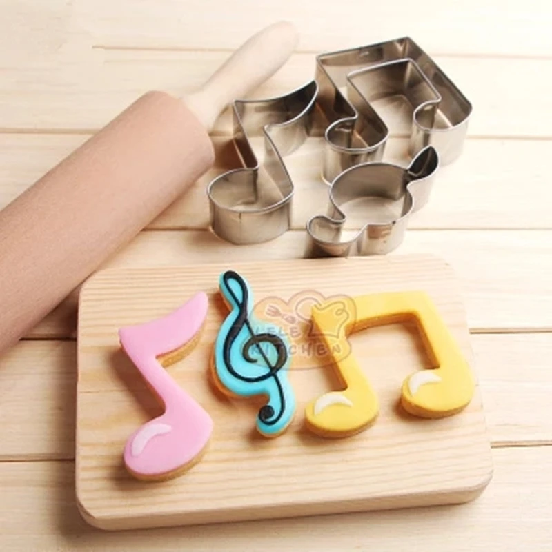 3pcs/set Music Note Cookie Cutters Stainless Steel Biscuit Mold Fondant Cutter Baking Accessories K005