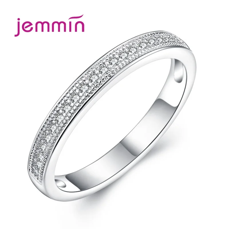 Original Simple Rings 100% 925 Sterling Silver  Shinning CZ Rings for Women Bride Wedding Band Fine Jewelry Gift