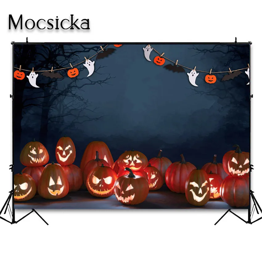 Mocsicka ฤดูใบไม้ร่วงฟักทองฮาโลวีนการถ่ายภาพฉากหลังน่ากลัวสุสานเด็กภาพพื้นหลังสำหรับสตูดิโอ Photocall