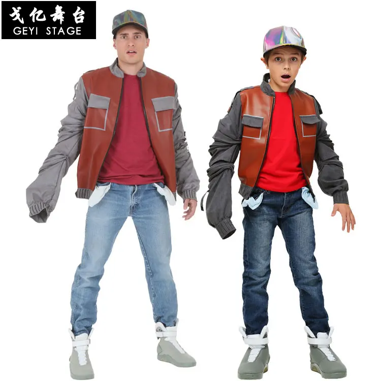 Halloween Bühne Zeigen Kleidung American Science Fiction Film Zurück in die Zukunft McFly Cosplay Kostüm Familie Erwachsene Kinder Outfit