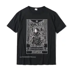 Justice Tarot Card Grim Reaper Halloween Goth Horror Occult T-Shirt Normal Cotton Men's Tops Shirt Casual Discount T Shirts