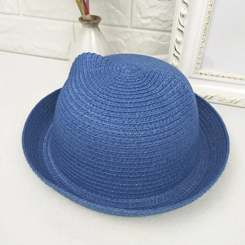 New handmade straw hat 7-color children\'s straw hat summer sandal hat outing travel men and women baby cat ear sun hat  gorro