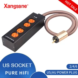 Xangsane ze stopu aluminium US wire-in audio hifi filtr zasilania gniazdo złoty głos 1M AU/moc US kabel 2/4/6 (czarny/srebrny)