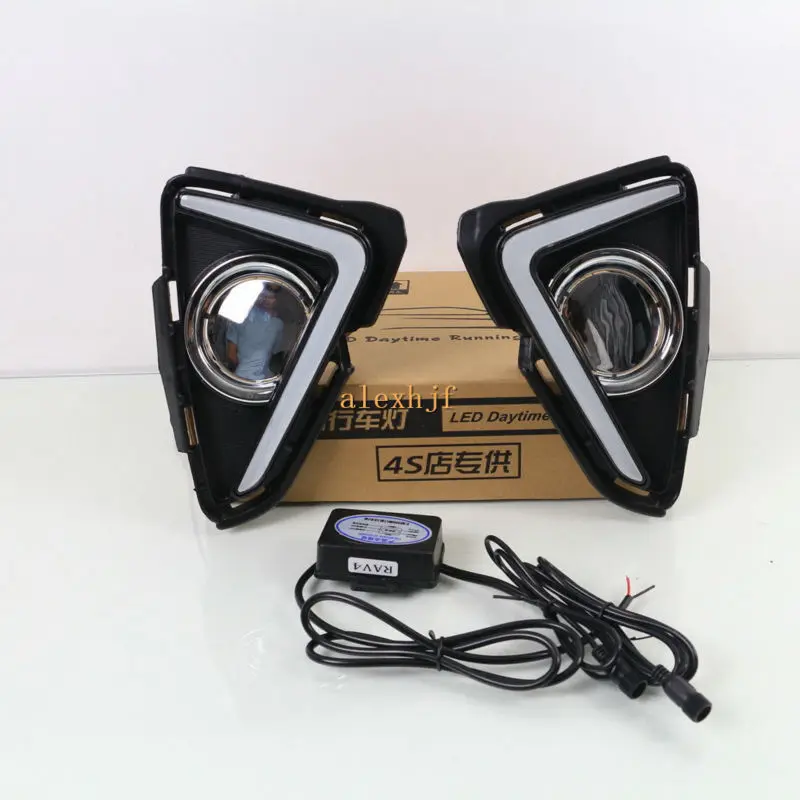 

July King Car Daytime Running Lights for Toyota RAV4 2016 2017 2018, 6000K LED DRL + Yellow Turn Signals, 1:1 Replacement