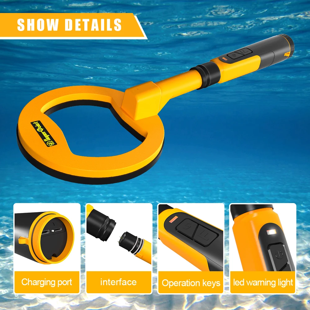 Underwater Metal Detector 60m Pulse Pinpointer Induction Diving 3 System In 1 Treasure Waterproof Hand Held Gold Finder