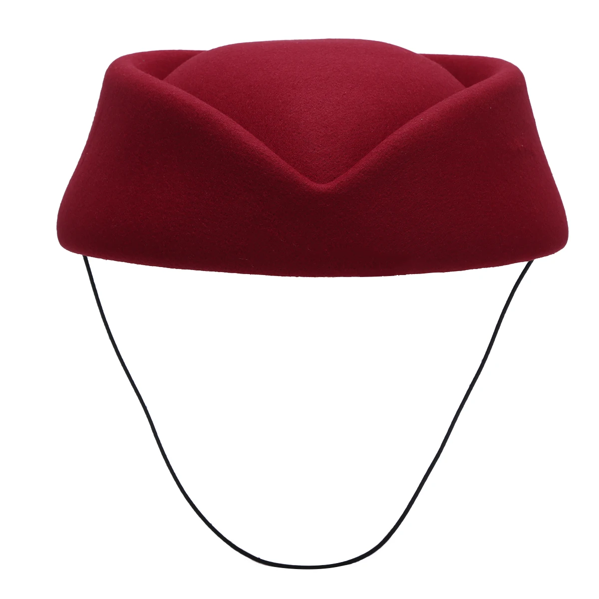 Pillbox Hat Women Stewardess Cap Wool Felt Air Hostesses Hat Fancy Cosplay Decor Party Millinery Teardrop Fascinator Base Bonnet