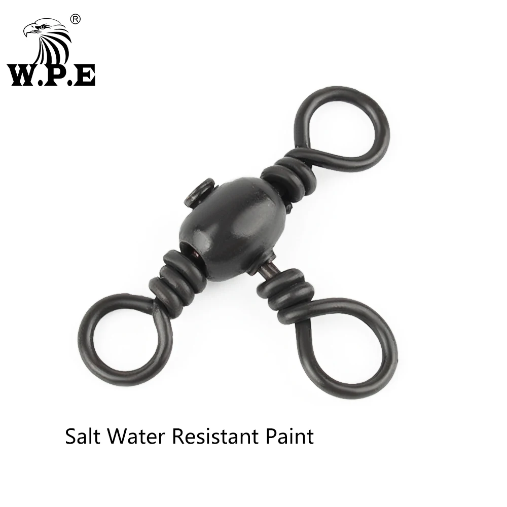 W.P.E 30/50pcs/lot Fishing Swivel 3 Way Brass Barrel Cross-Line Swivels Fishing Connector Ring Fishhook Lure Fishing Accessories