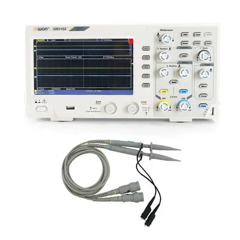 OWON SDS1102 Oscilloscope 2-Channel Digital Oscilloscopes 100MHZ Bandwidth 1GS/s High Accuracy Oscilloscope