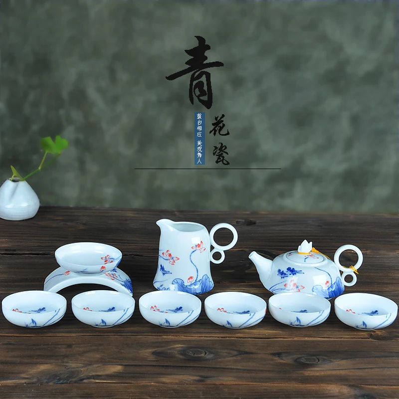 Ceramic blue- white porcelain tea filter white porcelain underglaze color tea leakage Kung Fu tea set accessories gold tea filet