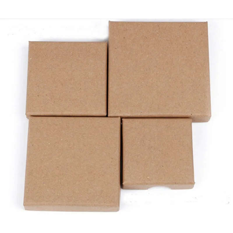 100pcs/Lot Kraft Paper Box For Jewelry Nail Position Ring Pendant Necklace Box Earring Jewellery Organizer (Custom)