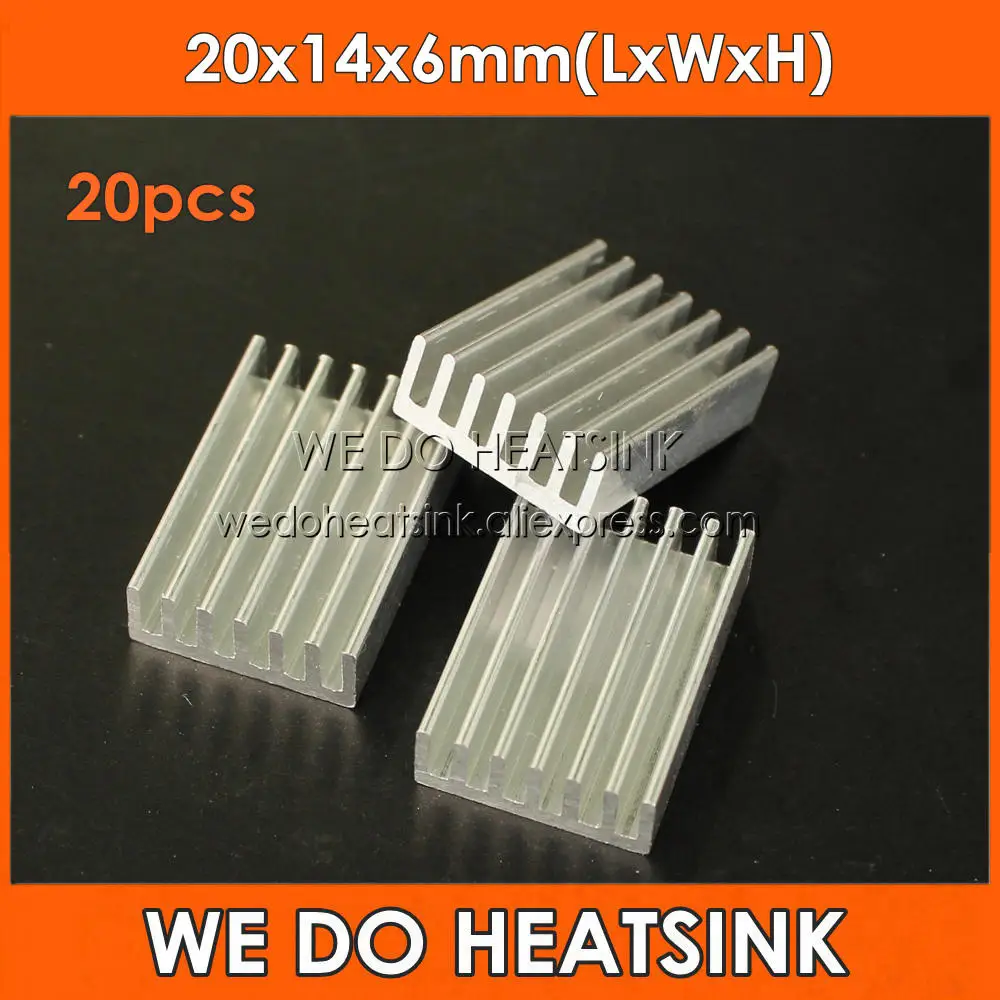 

WE DO HEATSINK 20pcs 20x14x6mm DIY Standard Extruded High Power Aluminium Led Heatsink