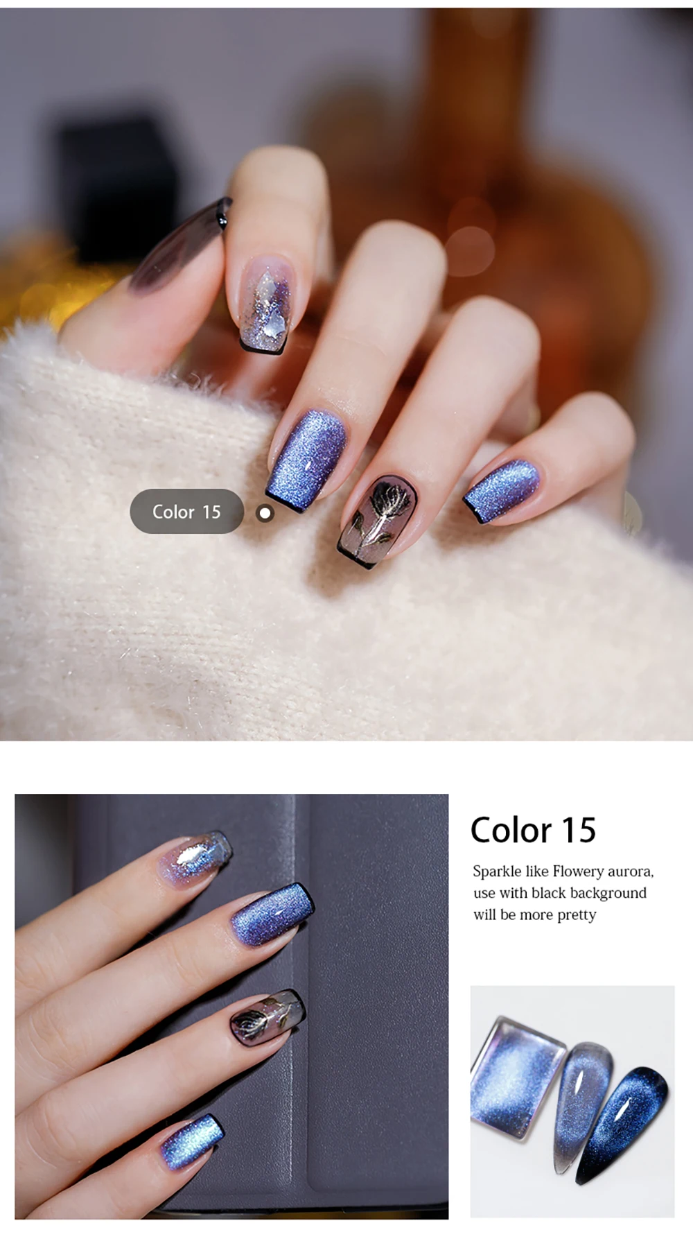 Vendeeni Neuer Bunter Kristall-Katzenaugen-Gel-Nagellack 9D Aurora Katzenaugen-Gel-Lack Magnetischer Hybrid UV Soak-Off Gel-Lack – Detail 14