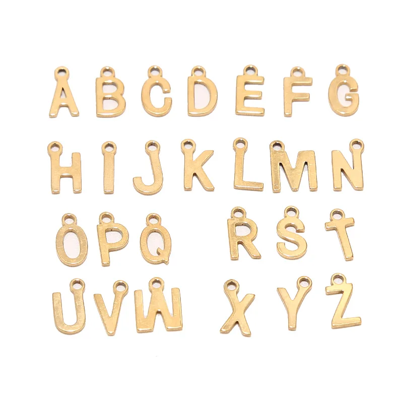 100pcs Mixed Stainless Steel Gold Tiny Letter Initial Alphabet Beads for Jewelry Making