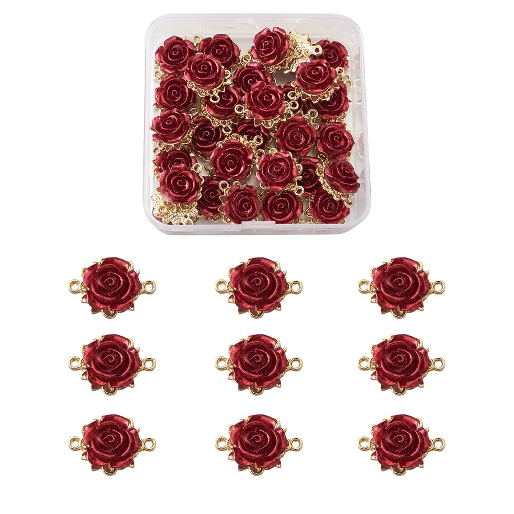 

1Box 3D Rose Flower Charms Rack Plating Alloy Pendants Links Connectors for Valentine's Day Bracelet Necklace Jewelry Making