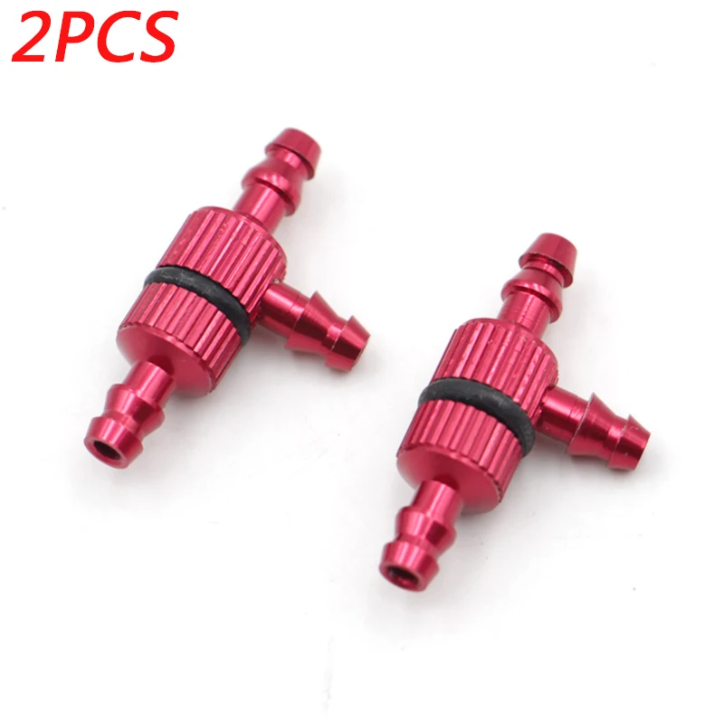 2pcs Aluminum T Type 3 Way Fuel Pipe Nozzle with Fuel Filter Filling Nozzle Gasoline Glow Gas Fuel Jointer for RC Airplane