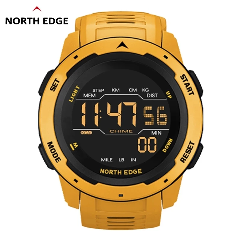 

NORTH EDGE Men Digital Sports Watches Dual Time Pedometer Calories Alarm Clock Waterproof 50m Military Wristwatch Reloj Hombre