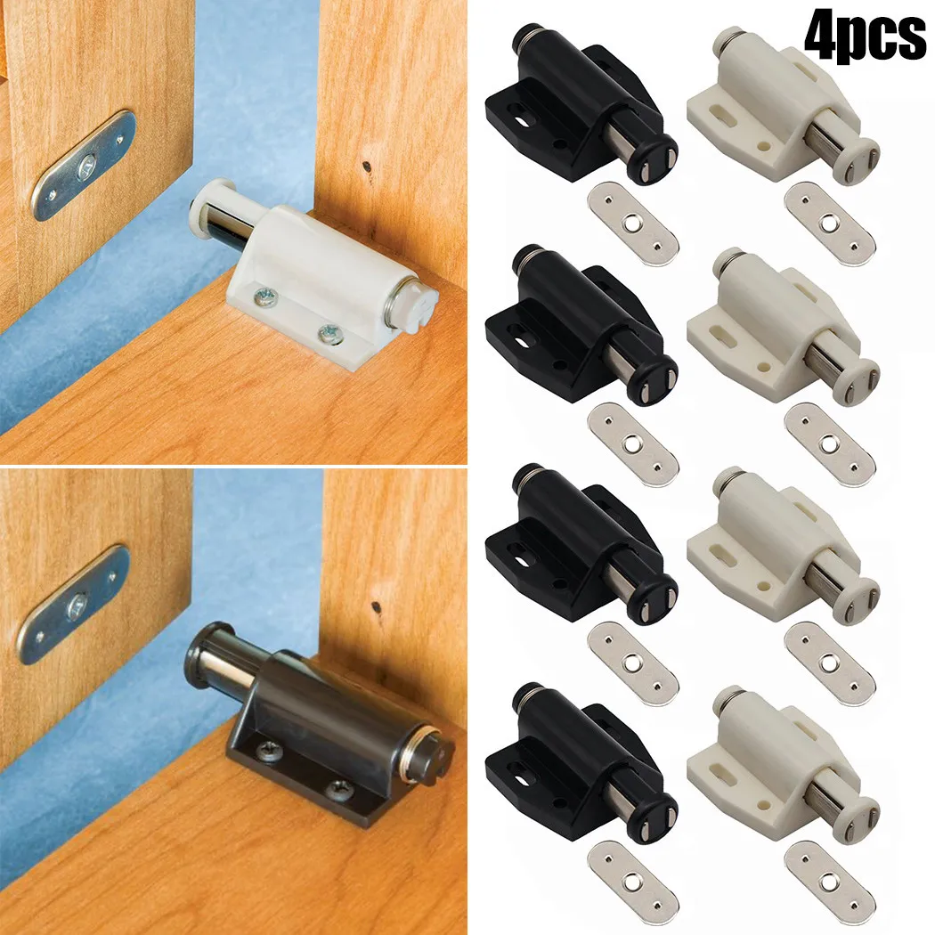 4Pcs Single Magnetic Pressure Push To Open Touch Latch Cabinet Cupboard Doors Wardrobes Bathroom Cupboard Catches Hardware