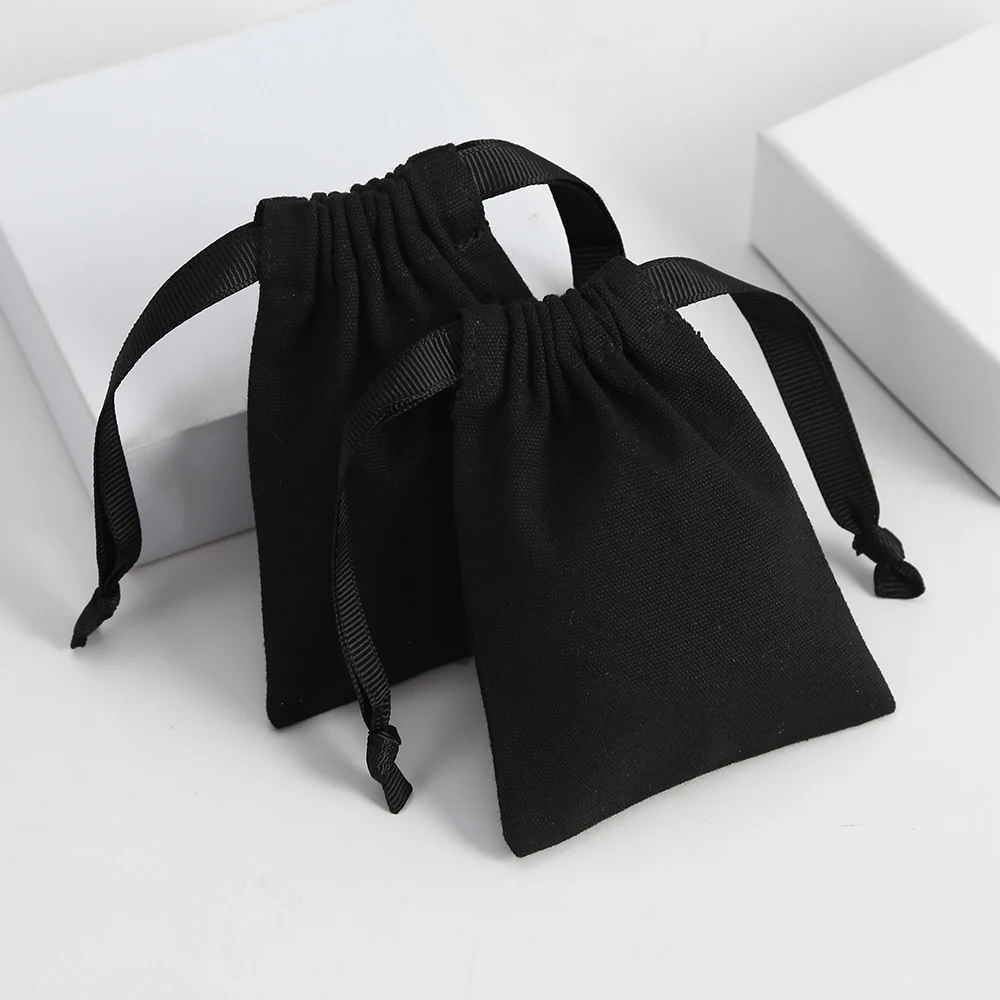 20pcs Drawstring Canvas Cotton Jewelry Bag Makeup Bag Birthday Party Wedding Favor Holder Jewelry Packaging Pouch Customise Logo