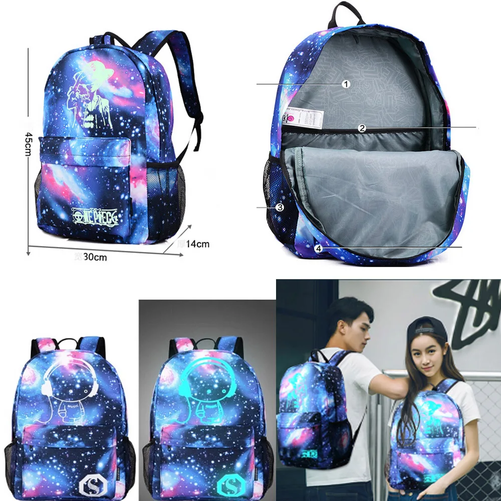 Fashion Canvas Luminous School Bag for Boys Girls High Capacity Schoolbag Mochila Bolsa Travel Backpack Birthday Best Gift