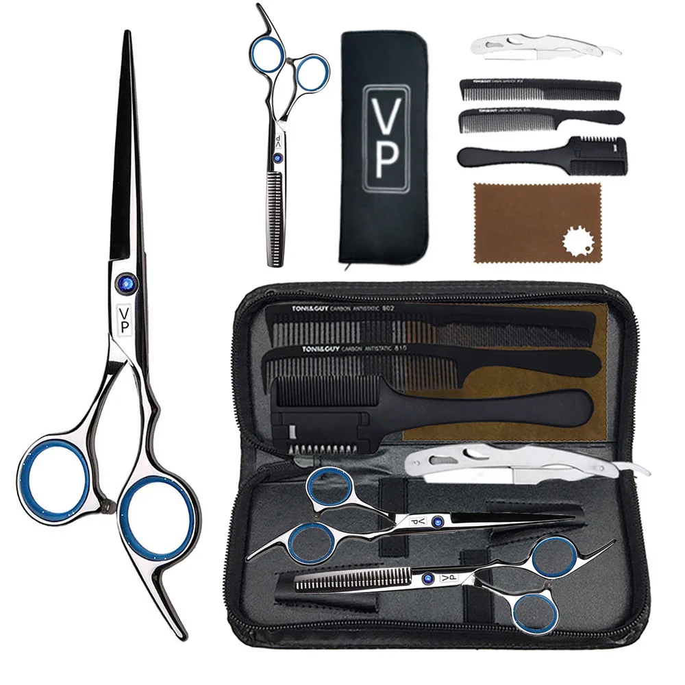 Professional Hairdressing Haircut Scissors 6 Inch 440C Barber Shop Hairdresser's Cutting Thinning Tools High Quality Salon Set