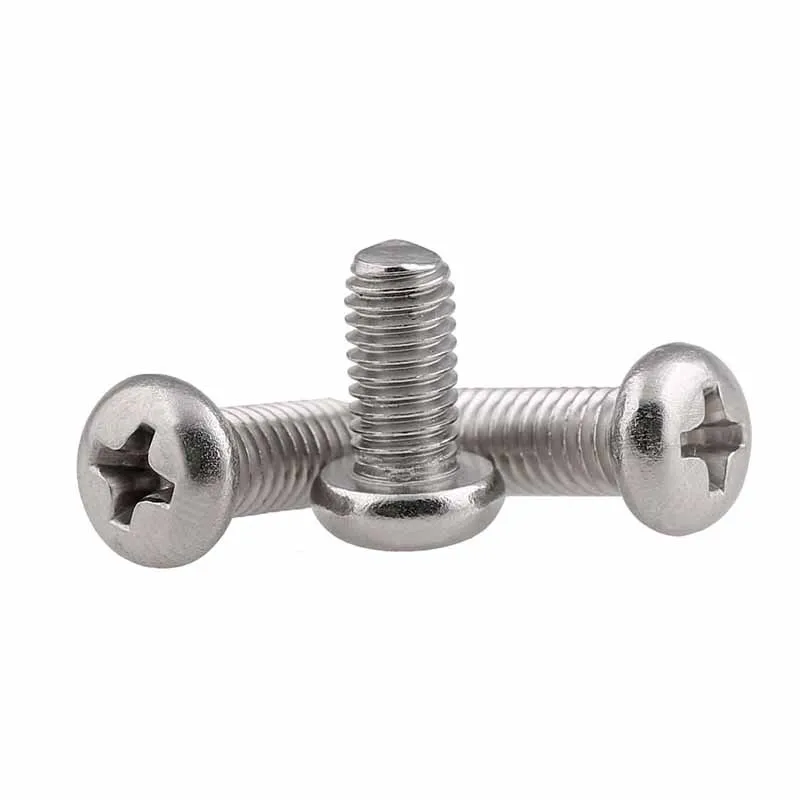 304 Stainless Steel Pan Head Phillips Screws A2 Round Head  Screw/Bolts M1 M1.2 M1.4 M1.6 M2 M2.5 M3 M4