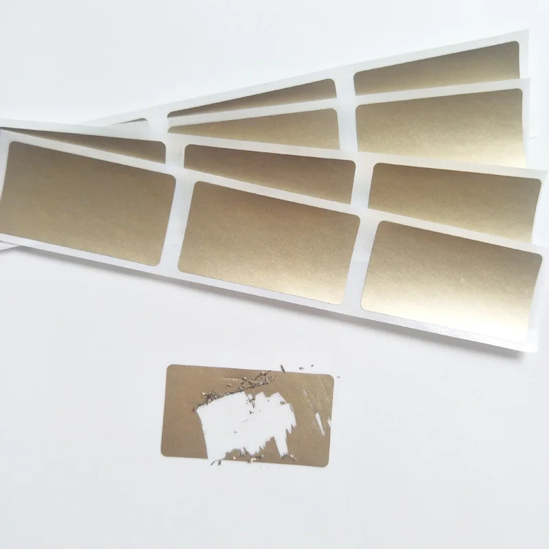 New 23x42mm 100pcs Gold/Silver/Rose Pink Adhesive SCRATCH OFF Stickers DIY Password Hand Made Scratched Stripe Card Film