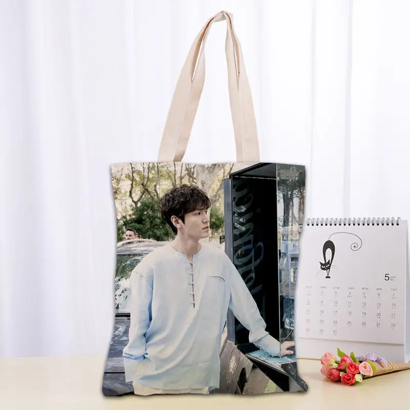 Borsa tote in tela Lee Min Ho di alta qualità Moda durevole Borsa da donna in cotone e lino per studenti Borse per la spesa stampate Logo