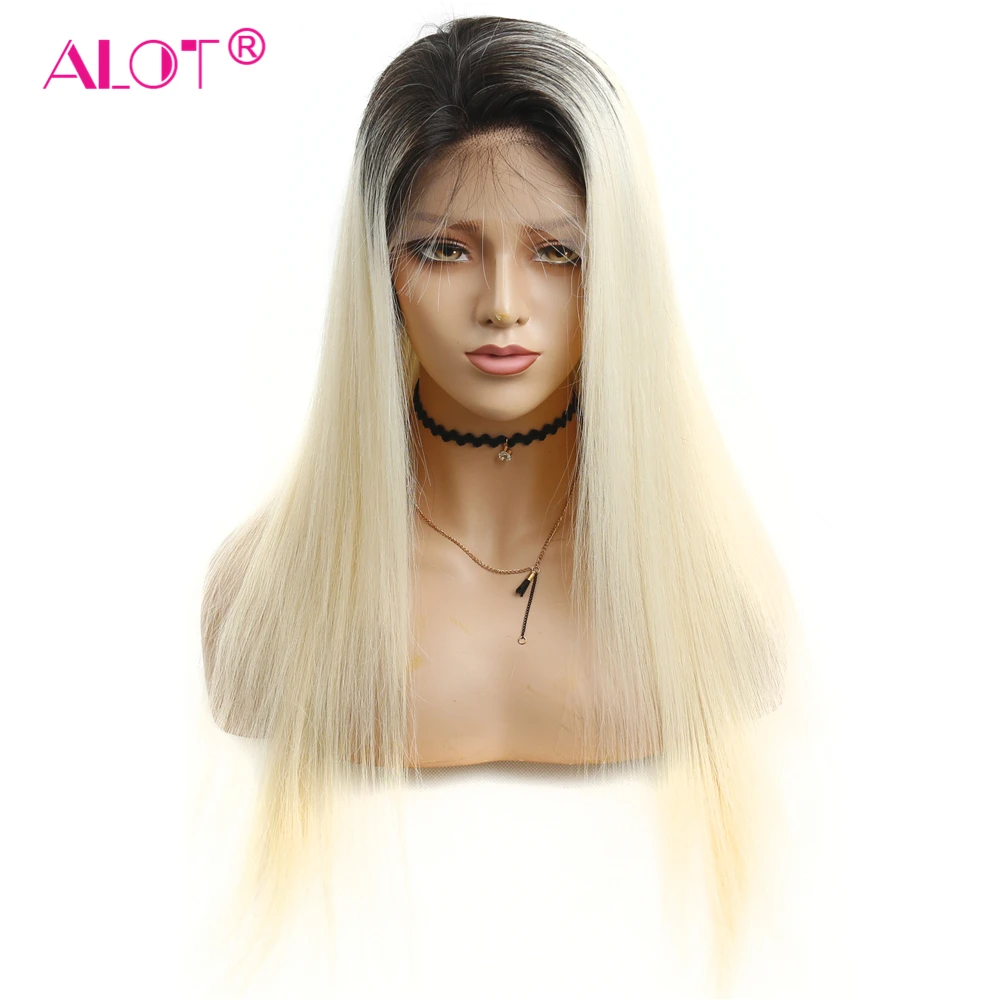 1B/613 Blonde Human Hair Wig Middle Part Pre Plucked 1B 613 Honey Blonde Brazilian Straight Wigs 13X1 Lace Part Wig Remy 150%