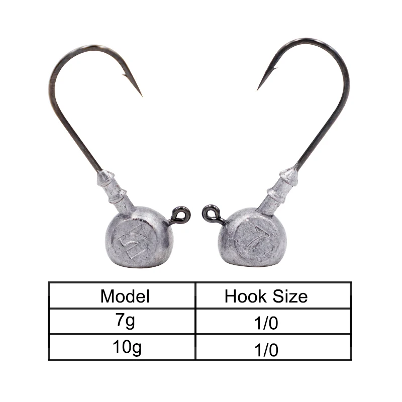 NOEBY Lead Jig Head Fishing Hook 7g 10g 4PCS Saltwater Freshwater Soft Plastic Lure Jig Head Hook