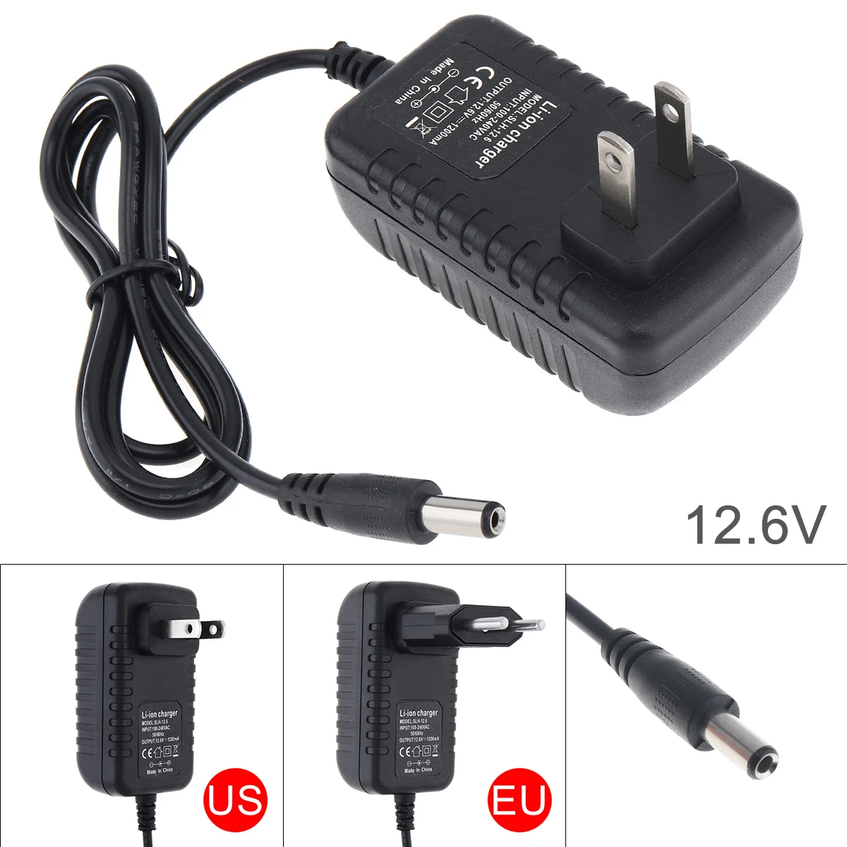 Universal DC 12.6V Lithium Battery Rechargeable Charger 100-240V Power Supply Source for Lithium Electrical Drill Screwdriver