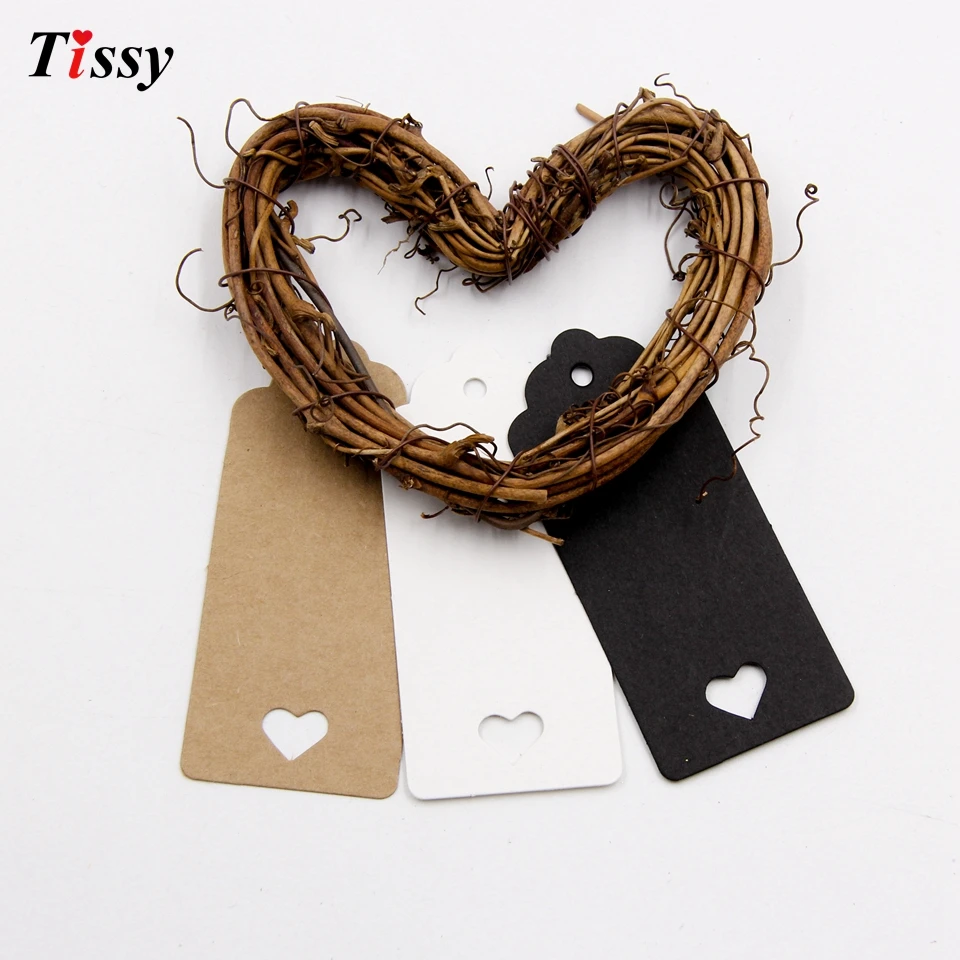 Hollow Love Kraft Paper Tags, em branco Preço Pendurar Tags, Wedding Party Note Card, Embrulho Suprimentos, DIY, 50Pcs