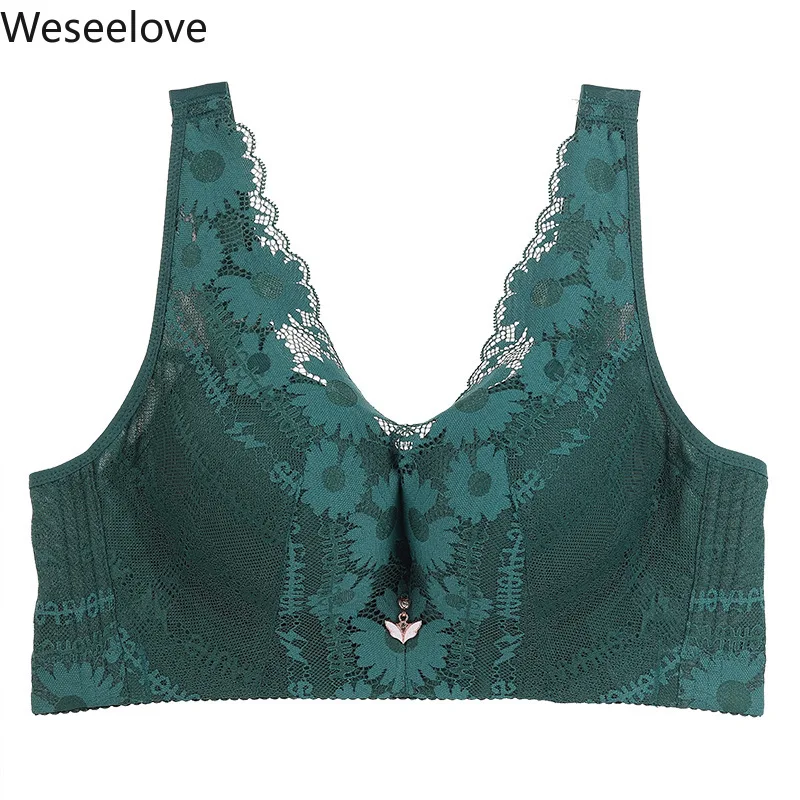 

Weseelove Push Up Bra Lace lette Woman Large Size Big Sizes Beautiful Wire Free Female Black Color Sexy Lingerie X52