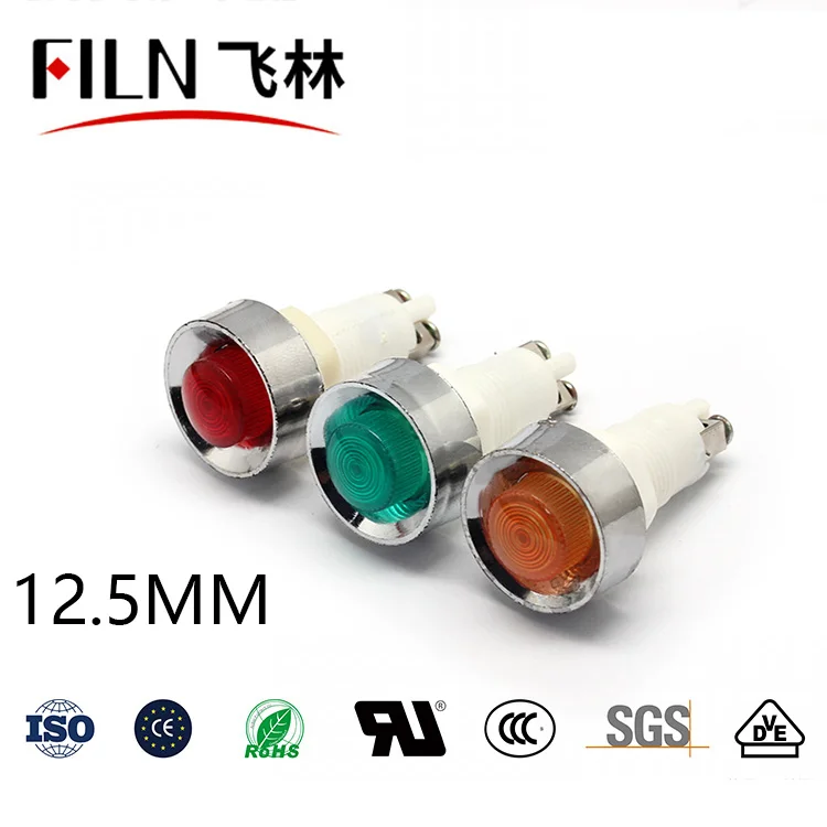 

FILN YueQing hot sale 12.5mm 12v 24v 110v led indicator light white red yellow green blue pilot lamp