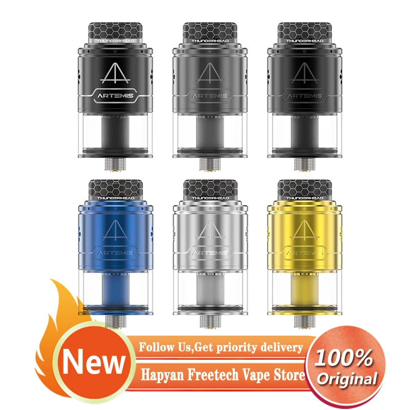 Original Thunderhead Creations Artemis RDTA V1.5 Tank 24mm Electronic Cigarette Atomizer 2ml 4ml 810 Drip Tip Single Coil