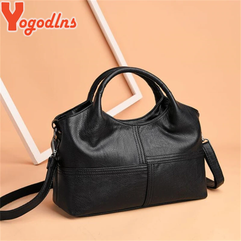 PU Leather Bag for Women Simple Stripe Style Female Shoulder Crossbody Bags High Quality Retro big casual Purse